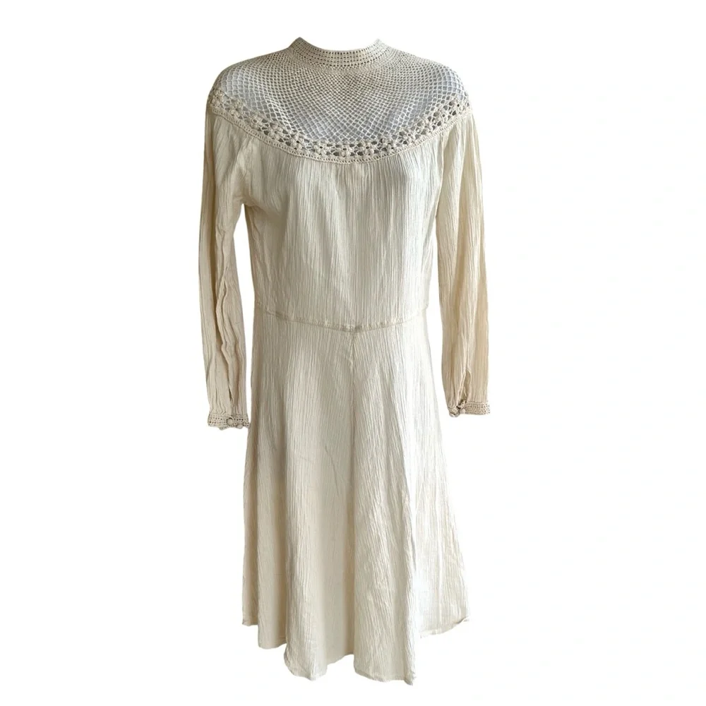 Balkan Antique Folk Crochet Cotton Dress - Picture 7 of 16